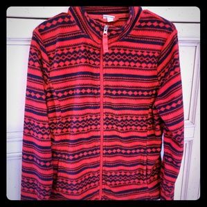 Red & Navy Blue Zip-Up Sweater